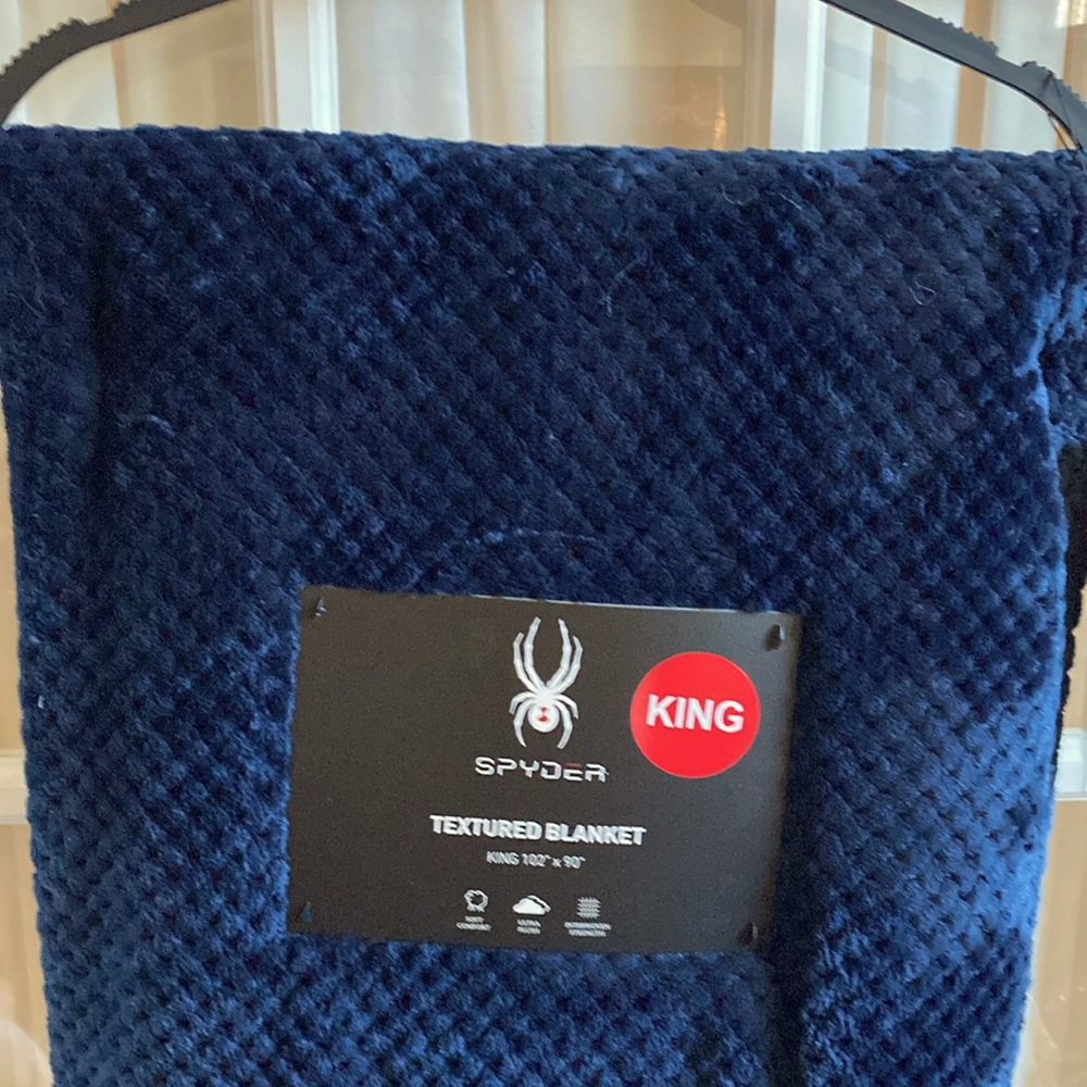 Spider- King size navy blue textured blanket 102” x 90”